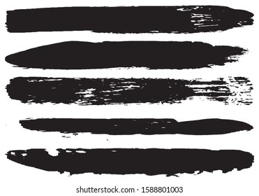 Set of vector grunge brushes. Abstract strokes of dry paint