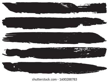 Set of vector grunge brushes. Abstract strokes of dry paint