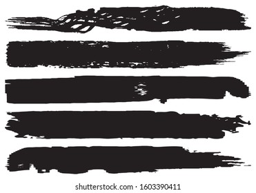 Set of vector grunge brushes. Abstract strokes of dry paint