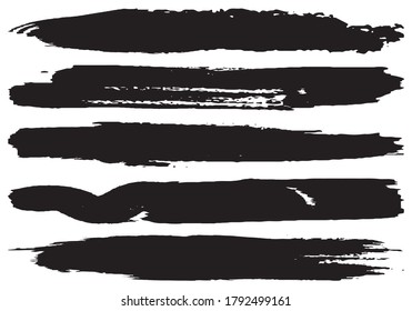 Set of vector grunge brushes. Abstract strokes of dry paint