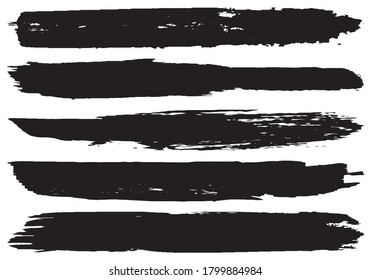 Set of vector grunge brushes. Abstract strokes of dry paint