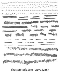 Set of vector grunge brushes. Abstract hand drawn ink strokes