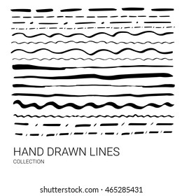 Set of vector grunge brushes. Abstract hand drawn ink strokes. Hand drawn lines. Set of lines. Set of lines. Set of hand drawn lines. Collection of hand drawn lines.