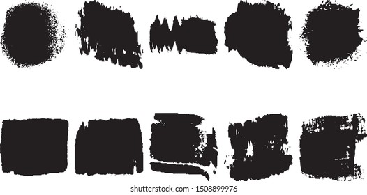Set of vector grunge brushes. Black ink stains on white background. Abstract dirty blots