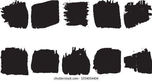 Set of vector grunge brushes. Black ink stains on white background. Abstract dirty blots