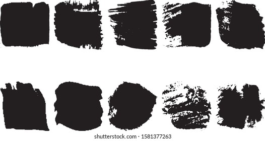 Set of vector grunge brushes. Black ink stains on white background. Abstract dirty blots