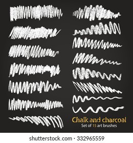 Set of vector grunge brushes created with chalk and charcoal. 
Saved in the brushes palette
