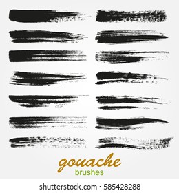 Set of vector grunge brushes created with gouache. A high resolution. Brushes are stored in the palette. Designed for registration of various design projects: posters, stickers, banners. 
