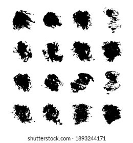 Set of vector grunge brushes strokes; paint strokes with a dry brush. Abstract ink blots