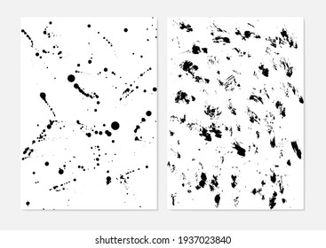 Set of vector grunge brushes strokes; paint strokes with a dry brush. Abstract ink blots