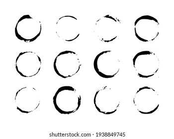 Set of vector grunge brushes strokes; paint strokes with a dry brush. Abstract ink blots