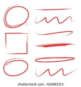 set of vector grunge brushes, underlines and circle markers for highlighting text