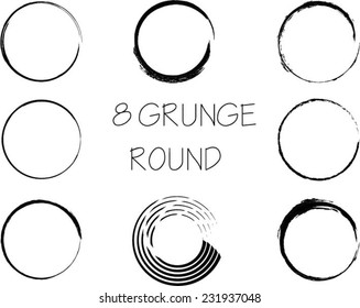 Set of vector grunge circle brush strokes, for frames and design elements 