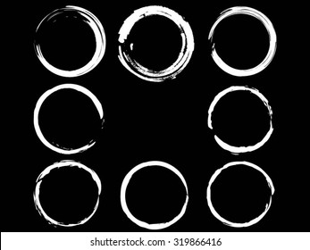 Set of vector grunge circle brush strokes, for frames and design elements