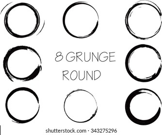 Set of vector grunge circle brush strokes, for frames and design elements 