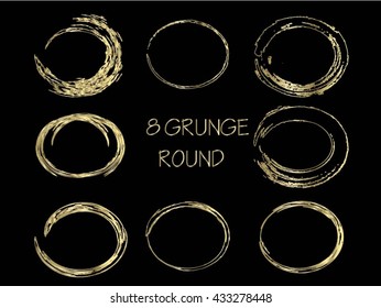 Set of vector grunge circle brush strokes, for frames and design elements 