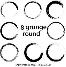 Set of vector grunge circle brush strokes, for frames and design elements 