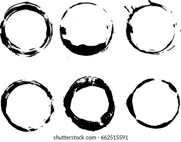 Set of vector grunge circle brush strokes