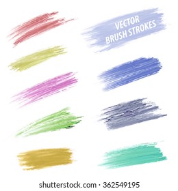 Set of vector grunge colorful dry brush strokes