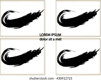 Set of vector Grunge Paint Brush . Curved Brush Stroke . Vector Logo Design Template . Twirl Grunge Shapes .
