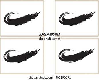 Set of Vector Grunge Paint Brush . Curved Brush Stroke . Vector Logo Design Template . Twirl Grunge Shapes .