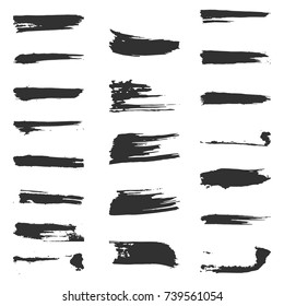 Set of vector grunge stripes for drawing, brushes, design with the effect of scuffs, prints and other