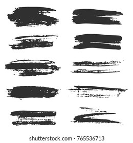 Set of vector grunge stripes for drawing, brushes, design with the effect of scuffs, prints and other