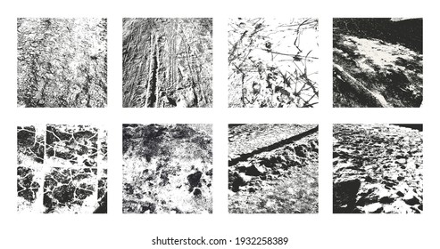 Set of Vector Grunge Textures. Abstract halftone background. Rusty textured effect.