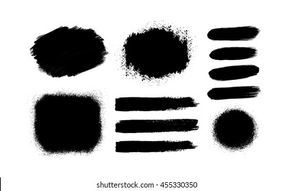 Set of vector grunge textures. Black paint, ink, grunge, dirty brush strokes isolated on white. Backgrounds for design or scrapbook.