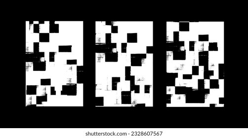 Set of the vector grunge textures isolated on white background.