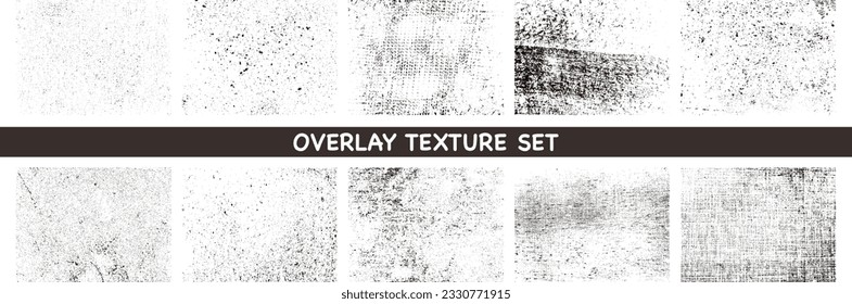 Set of the vector grunge textures isolated on transparent background. Set of distressed black texture. Vector illustration