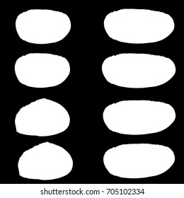 Set Of Vector Grunge White Circle Brush Stroke Background. Distress Frame, Logo, Banner, Wallpaper. Dirty Artistic Design Elements. Creative Design Elements.