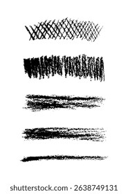 Set of vector grungy charcoal pencil art brushes