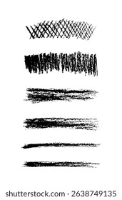 Set of vector grungy charcoal pencil art brushes