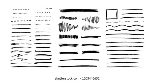 Set vector grungy graphite pencil art brushes  Pencil textures different shapes  Easy edit color   apply to any path  write   draw  EPS 10