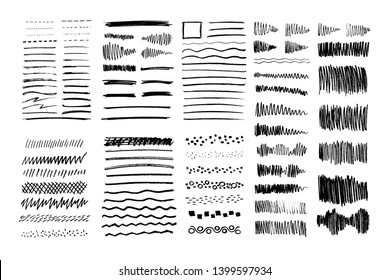Set vector grungy graphite pencil art brushes  Pencil textures different shapes  Easy edit color   apply to any path  write   draw 