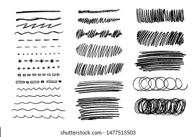 Set vector grungy graphite pencil art brushes  Pencil textures different shapes  Easy edit color   apply to any path  write   draw 