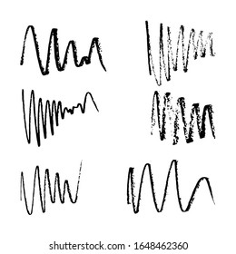 Set von Vektorillustration grungy Graphit Bleistift-Pinsel.  Handgezeichnete Grunge Striche. Vektorillustration. EPS10