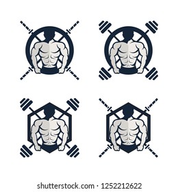 Set of Vector Grungy Gym and Fitness Logotypes, Labels, Templates and Athletic Badges. Vector Illustration on a white background