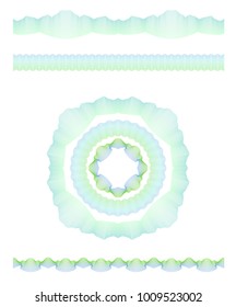 Set of vector guilloche decorative elements good for diploma, banknote and document background