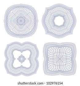 Set of vector guilloche element for certificate, money design