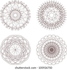 Set of vector guilloche element for certificate, money design