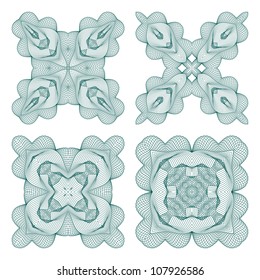 Set of vector guilloche element for certificate, money design