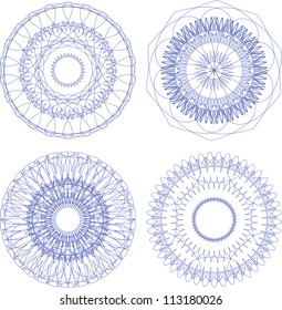 Set of vector guilloche element for certificate, money design