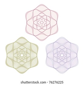 Set of vector guilloche element for certificate, money design, CMYK