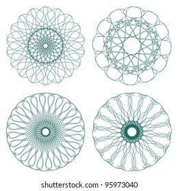 Set of vector guilloche element for certificate, money design