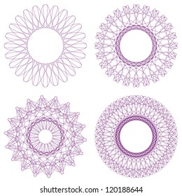 Set of vector guilloche rosettes
