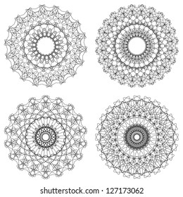 Set of vector guilloche rosettes