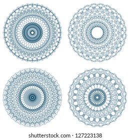 Set of vector guilloche rosettes