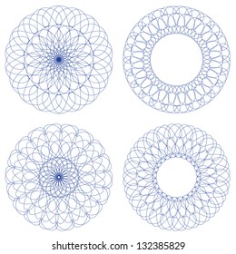 Set of vector guilloche rosettes